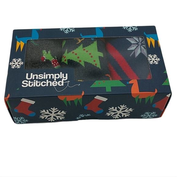 NWT Unisex Dinosauer, Reindeer, Christmas Tree & Stars Socks 3 pk Gift Box - Picture 1 of 3